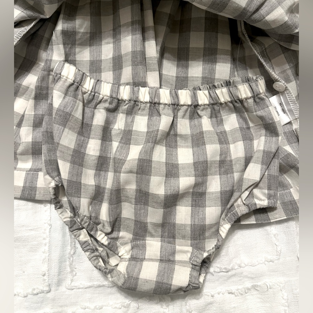 Edgehill Collection Smocked Plaid Peterpan Collar Short Sleeve A-Line Dress Set - Picture 5 of 5